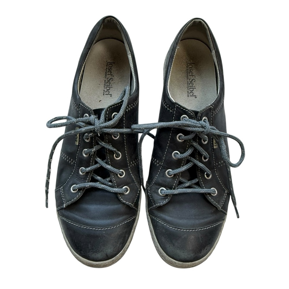 Josef Seibel Caspian Leather Sneakers Size 42 Blue Grey